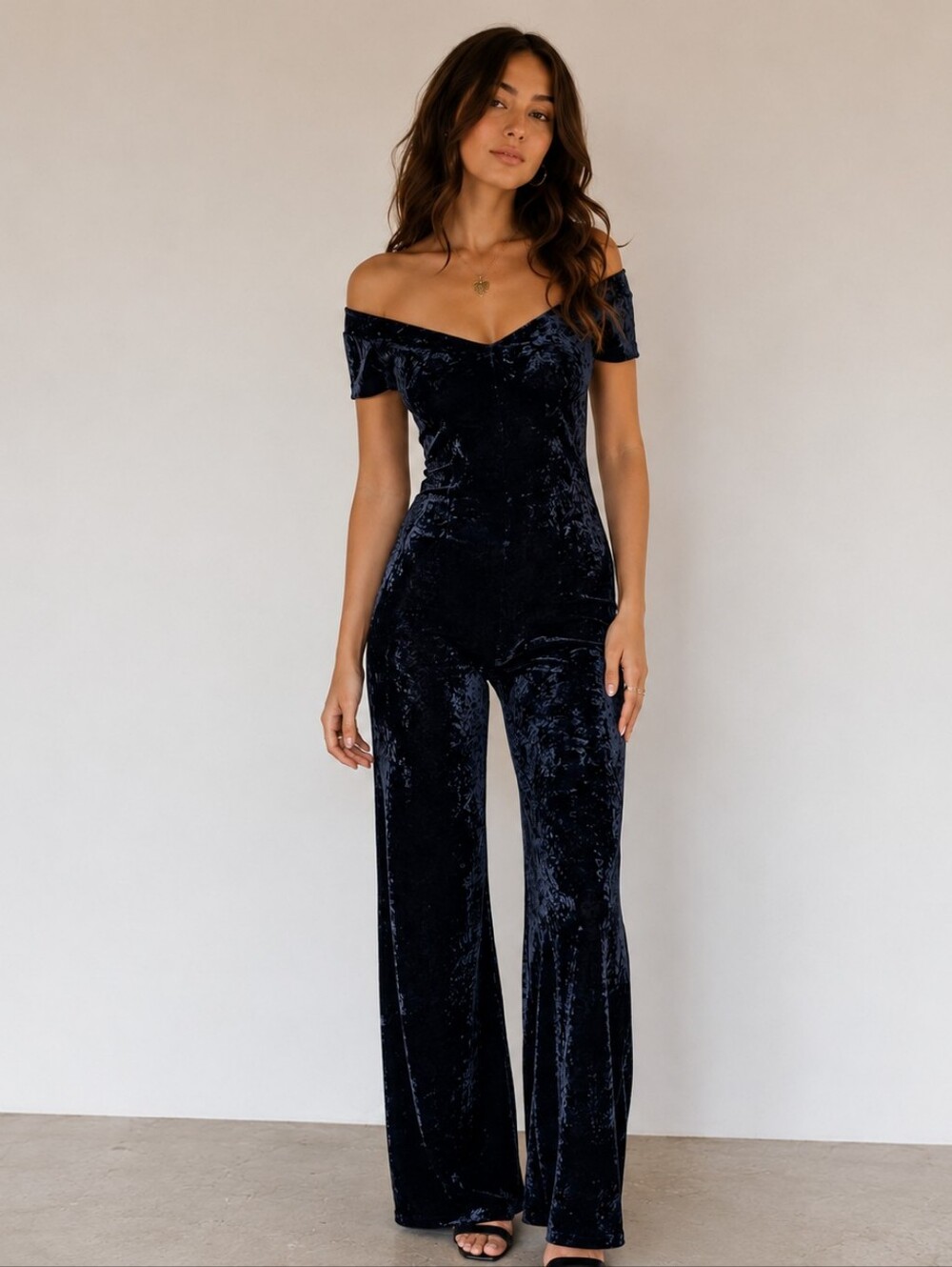 Vintage Betsey Johnson 90s Black Crushed Velvet Wide Leg Jumpsuit Medium EUC Y2K